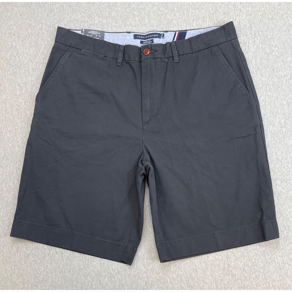 Tommy Hilfiger Shorts Mens 36 Navy Blue 100% Cotton Flat Front 10" Inseam NWT